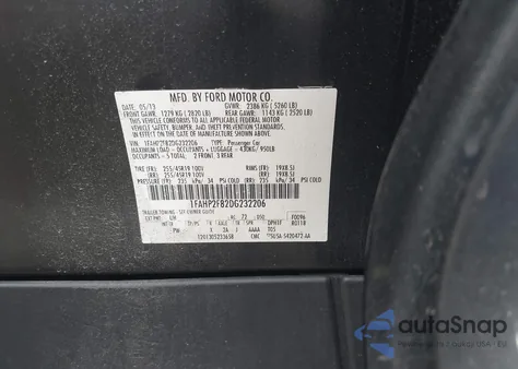 2013 Ford Taurus Limited из США, поврежденный, VIN 1FAHP2F82DG232206